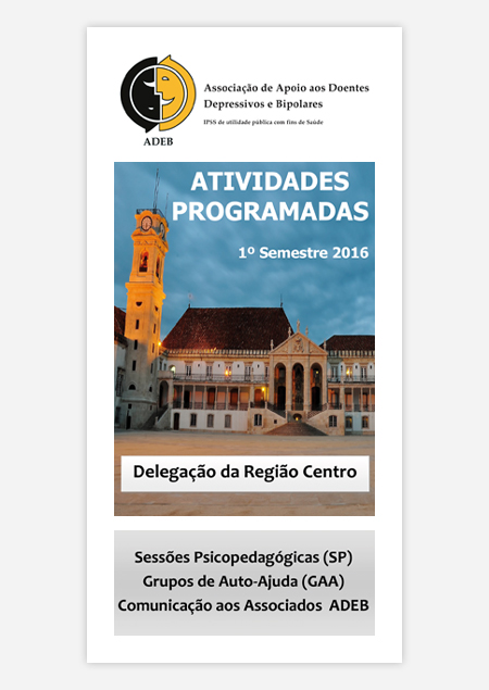 Folheto 2016 (1º Semestre) Atividades ADEB, Delegação Centro
